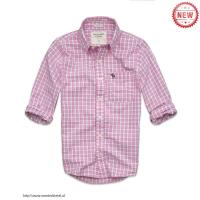 heren abercrombie fitch plaid lang overhemd moose logo lichtrood Arnhem Shop rnk1p919